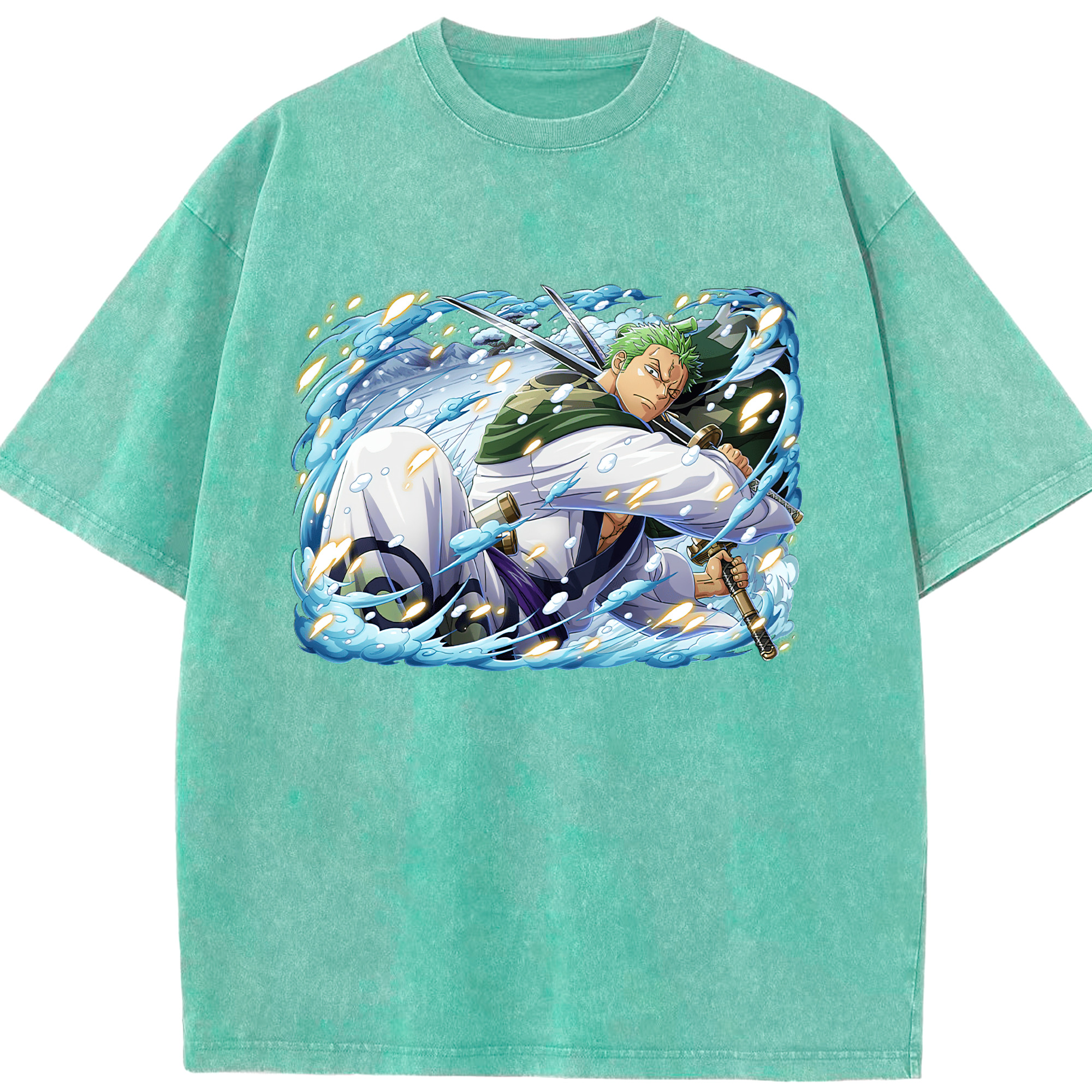 ワンピース ロロノア・ゾロ ONE PIECE Roronoa Zoro 綿100% ヴィンテージ風 半袖Tシャツ（フロントプリント）